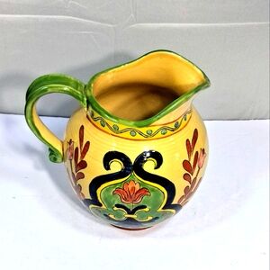 Talavera HandPainted Decorative Mexican Motif Floral Southwestern Pitcher/Vase